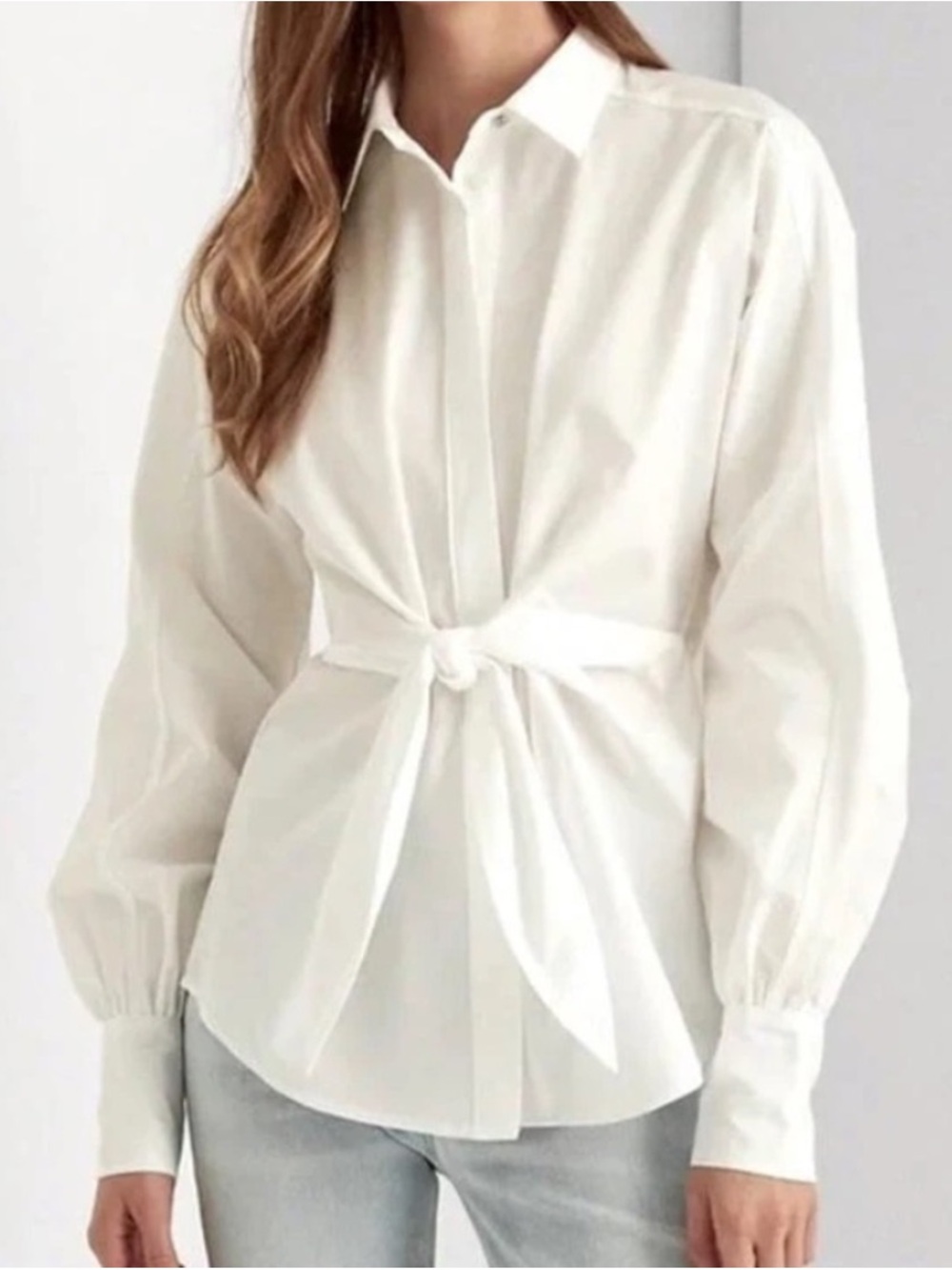 Ralph Lauren white front tie preppy top 2X